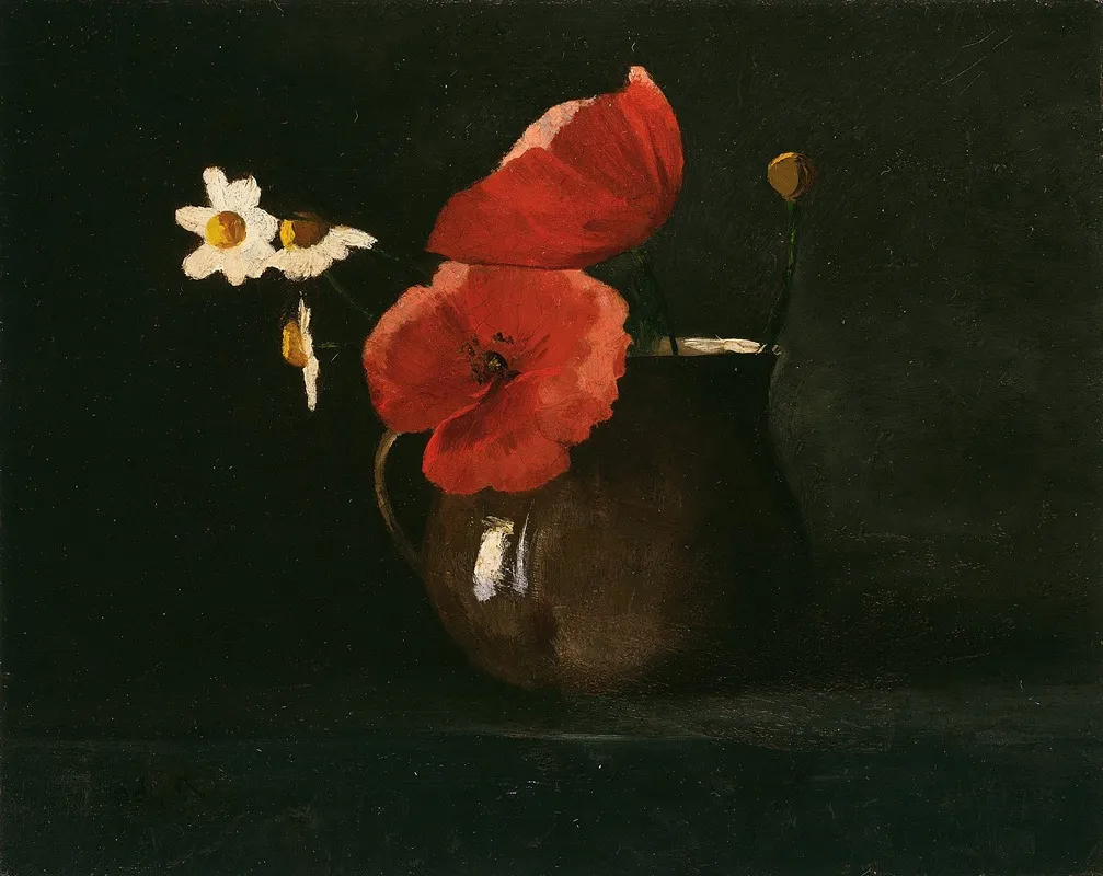 Flowers Poppies And Daisies Wall Art by Odilon Redon - High-Resolution Digital Print