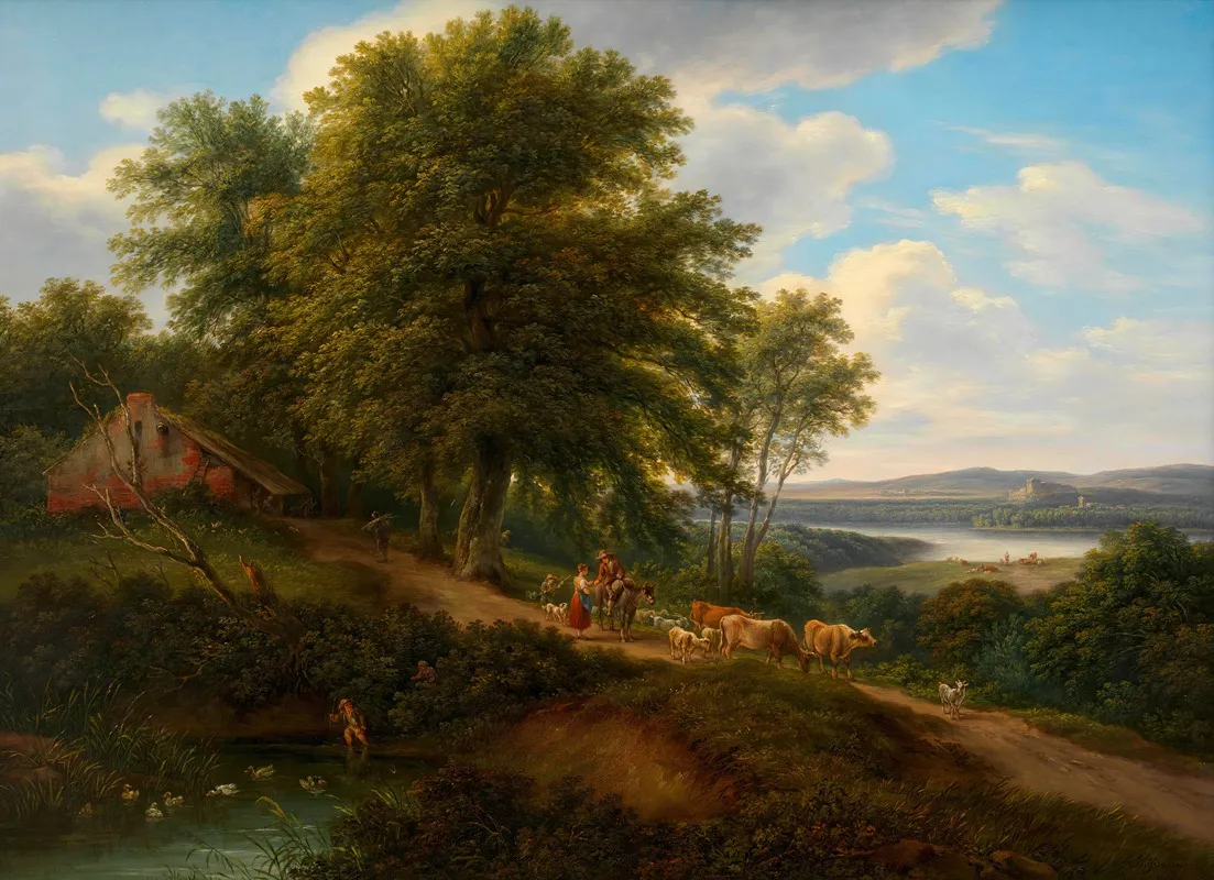 Fluslandschaft Mit Viehherde Wall Art by Joseph Mössmer - High-Resolution Digital Print
