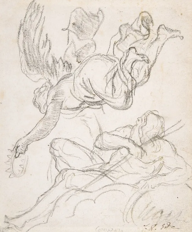 Flying Figure Holding A Crown Reclining River God