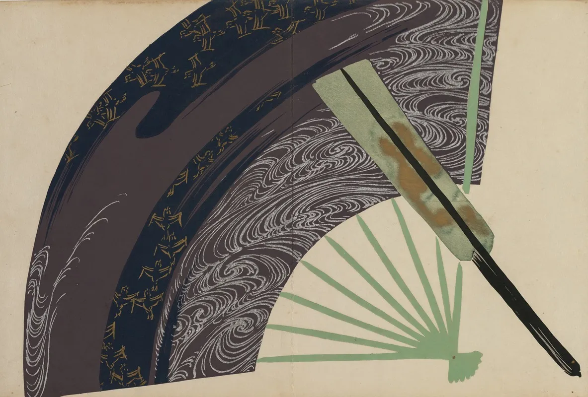 Folding Fans Suehiro Wall Art by Kamisaka Sekka - High-Resolution Digital Print