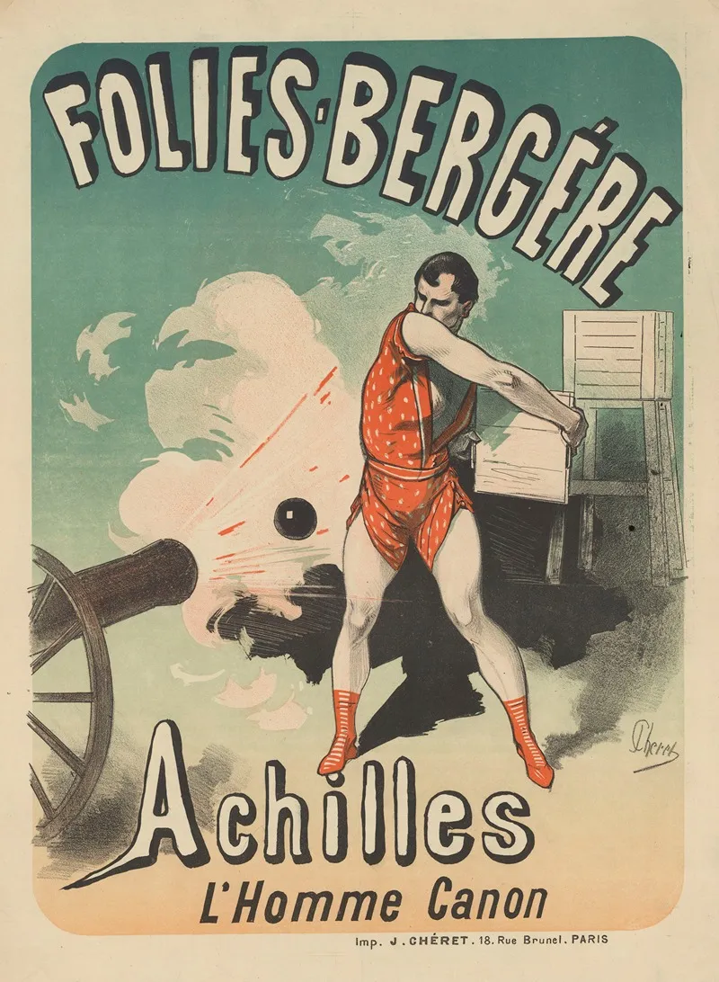 Folies Bergere Achilles Lhomme Canon Wall Art by Jules Chéret - Canvas Print