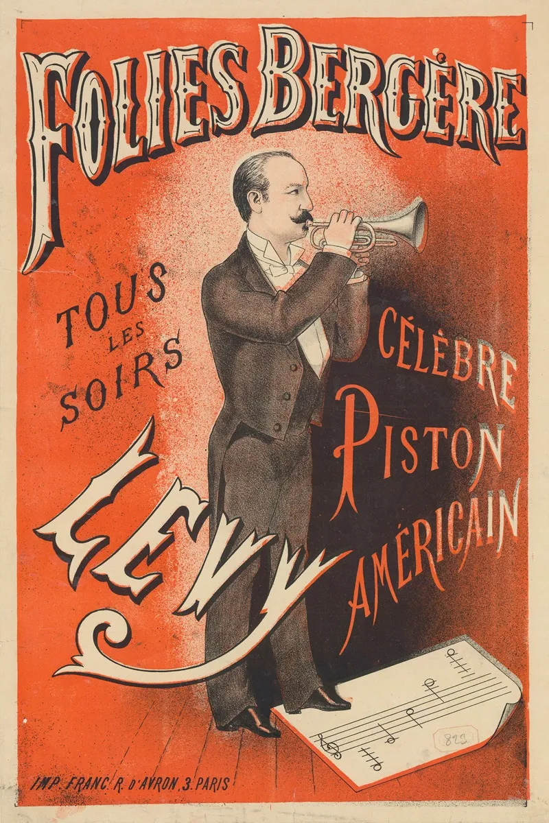 Folies Bergere Celebre Piston Americain Levy Wall Art by Imp. Franc - High-Resolution Digital Print