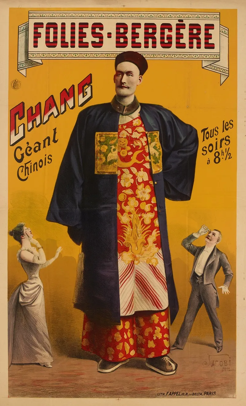 Folies Bergere Chang Geant Chinois Tous Les Soirs A 8h 12 Wall Art by Lith. F. Appel - High-Resolution Digital Print