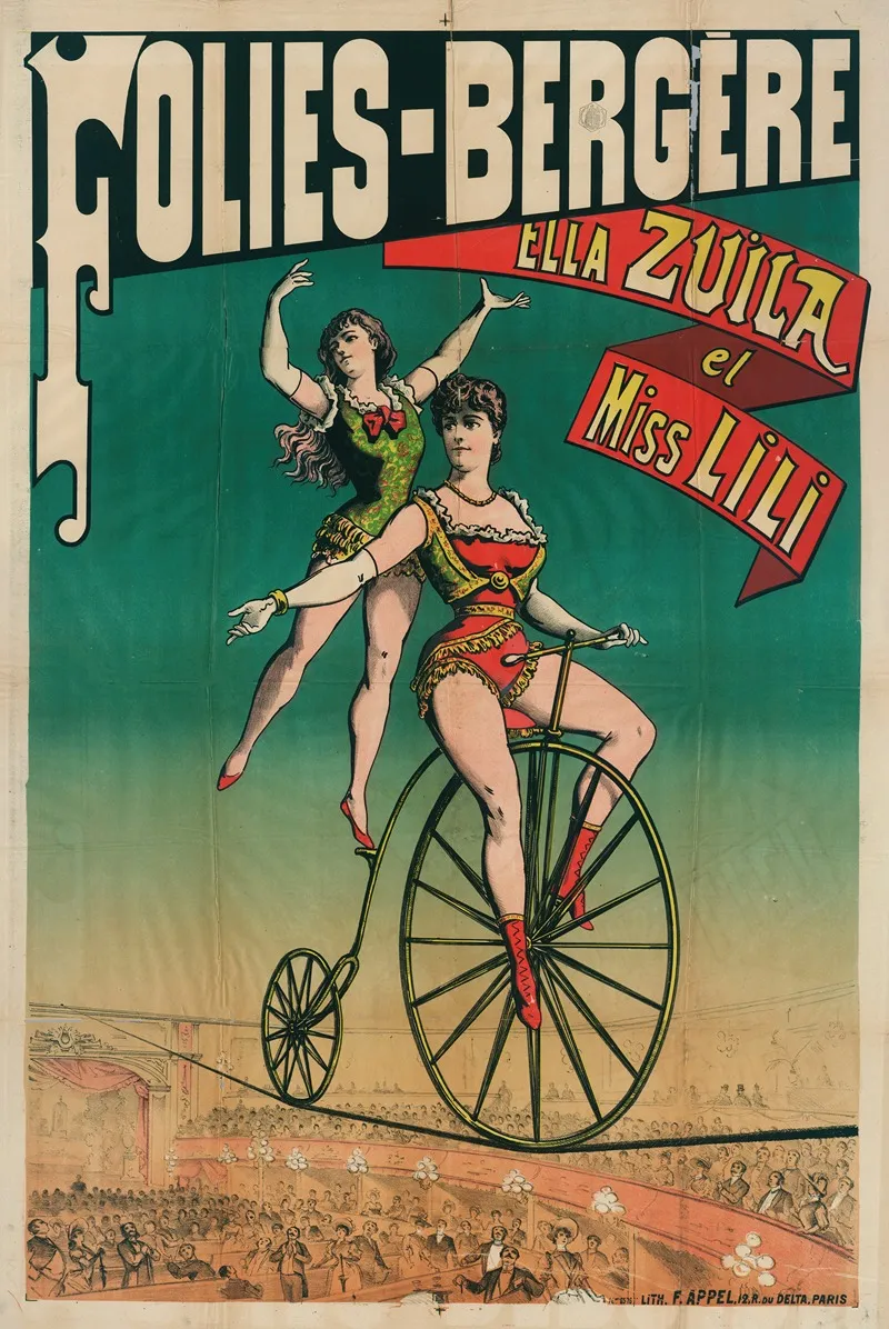 Folies Bergere Ella Zuila Et Miss Lili Wall Art by Lith. F. Appel - High-Resolution Digital Print