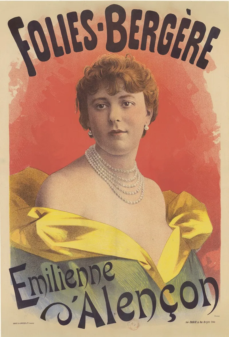Folies Bergere Emilienne Dalencon Wall Art by Imp. Chaix - High-Resolution Digital Print