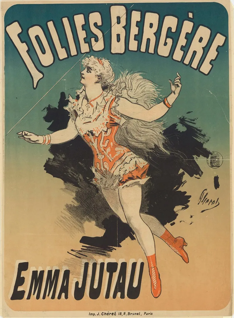 Folies Bergere Emma Jutau Wall Art by Jules Chéret - Canvas Print