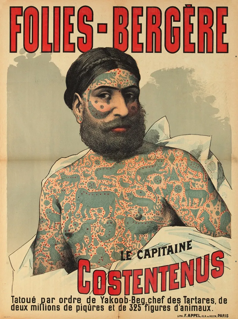Folies Bergere Le Capitaine Costentenus Wall Art by Lith. F. Appel - High-Resolution Digital Print