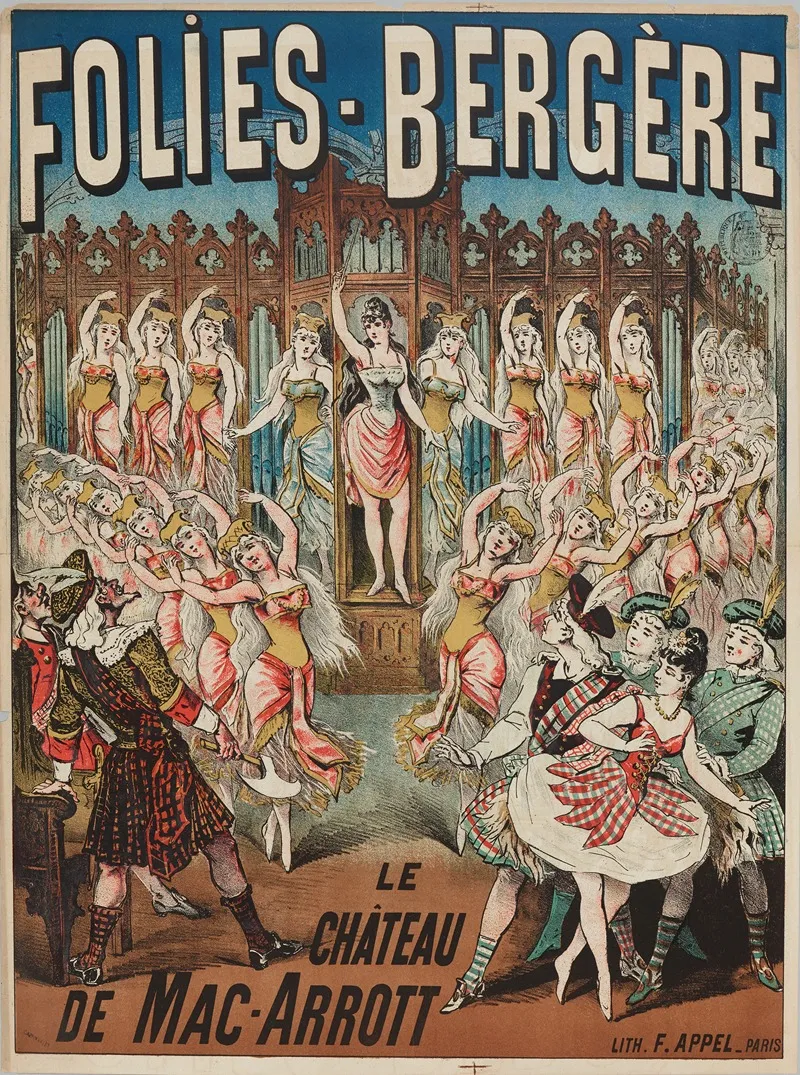Folies Bergere Le Chateau De Mac Arrott Wall Art by Lith. F. Appel - High-Resolution Digital Print