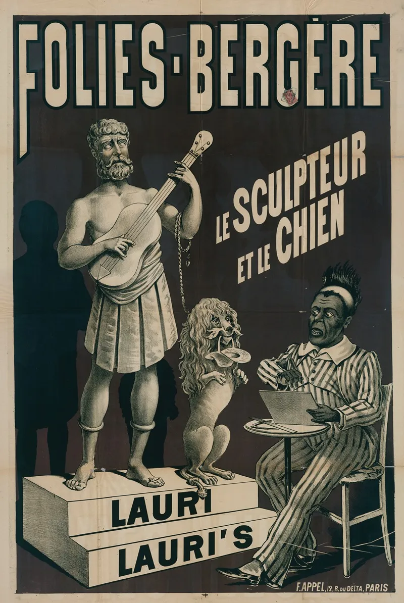 Folies Bergere Le Sculpteur Et Le Chien Lauri Lauris Wall Art by Lith. F. Appel - High-Resolution Digital Print