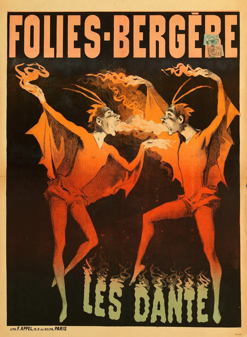 Folies Bergere Les Dante Wall Art by Lith. F. Appel - High-Resolution Digital Print