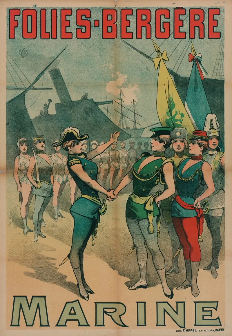 Folies Bergere Marine Wall Art by Lith. F. Appel - High-Resolution Digital Print