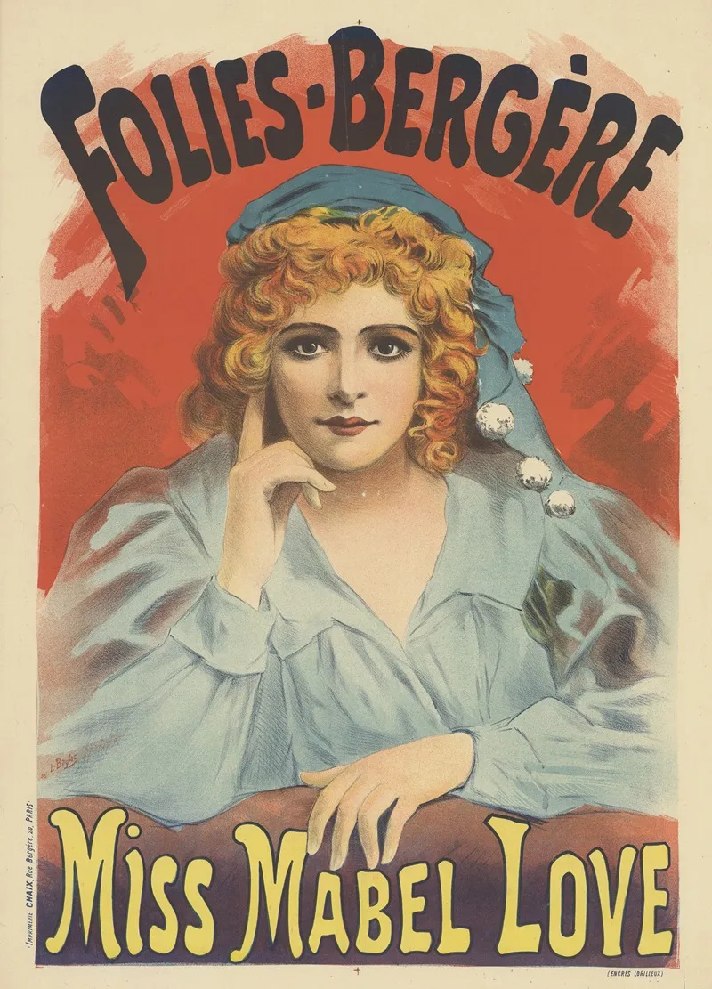 Folies Bergere Miss Mabel Love Wall Art by Lucien Baylac - High-Resolution Digital Print