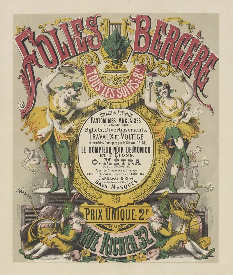 Folies Bergere Operettes Nouvelles Pantomimes Anglaises Par La Famille Lauri Wall Art by Antoine Barbizet - High-Resolution Digital Print
