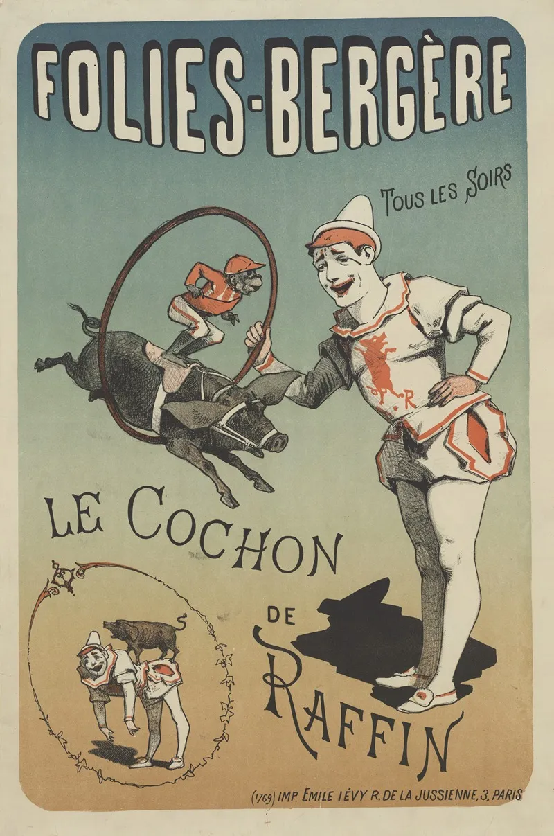 Folies Bergere Tous Les Soirs Le Cochon De Raffin Wall Art by Imp. Emile Lévy - High-Resolution Digital Print