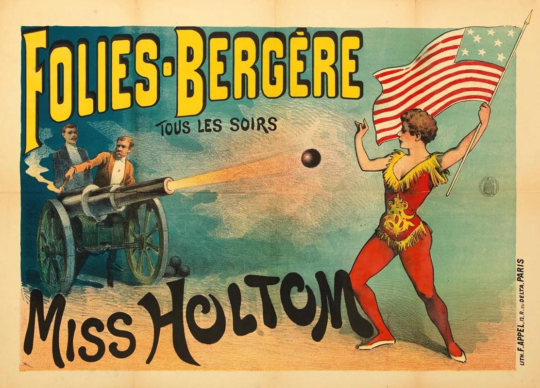 Folies Bergere Tous Les Soirs Miss Holtom Wall Art by Lith. F. Appel - High-Resolution Digital Print
