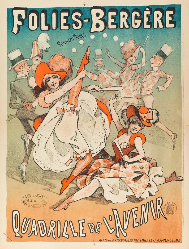 Folies Bergere Tous Les Soirs Quadrille De Lavenir Wall Art by Imp. Emile Lévy - High-Resolution Digital Print