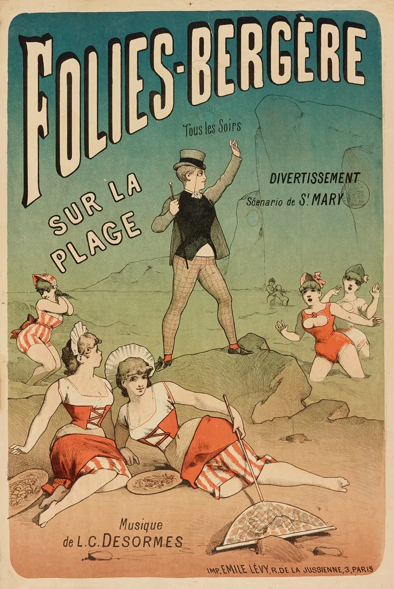 Folies Bergere Tous Les Soirs Sur La Plage Wall Art by Imp. Emile Lévy - High-Resolution Digital Print