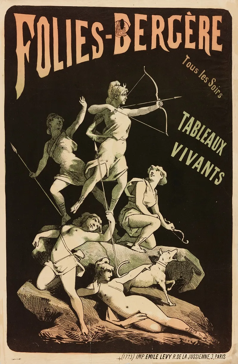 Folies Bergere Tous Les Soirs Tableaux Vivants Wall Art by Imp. Emile Lévy - High-Resolution Digital Print