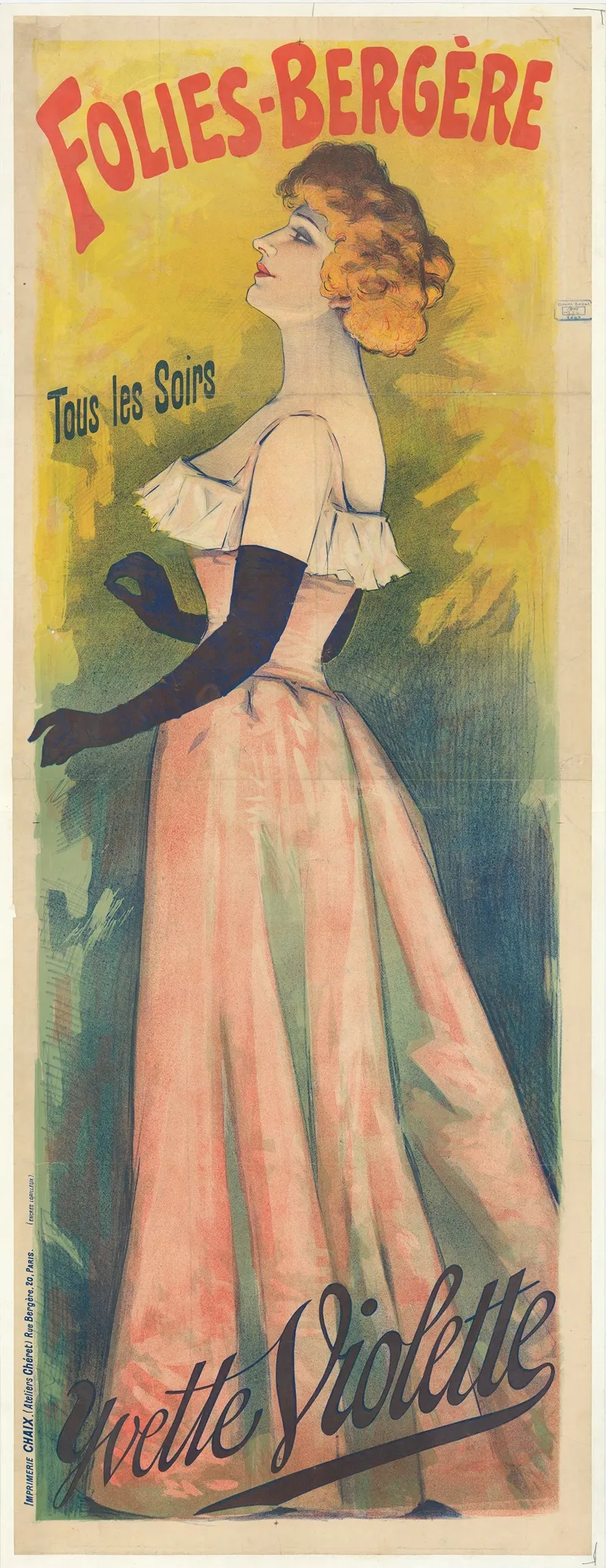 Folies Bergere Yvette Violette Wall Art by Imp. Chaix - High-Resolution Digital Print