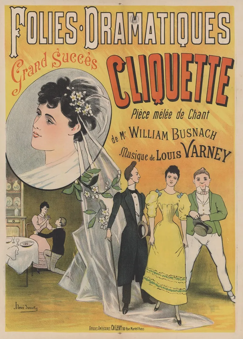 Folies Dramatiques Cliquette Grand Succes Piece Melee De Chant Musique De Louis Varney Wall Art by Henri Dumont - High-Resolution Digital Print