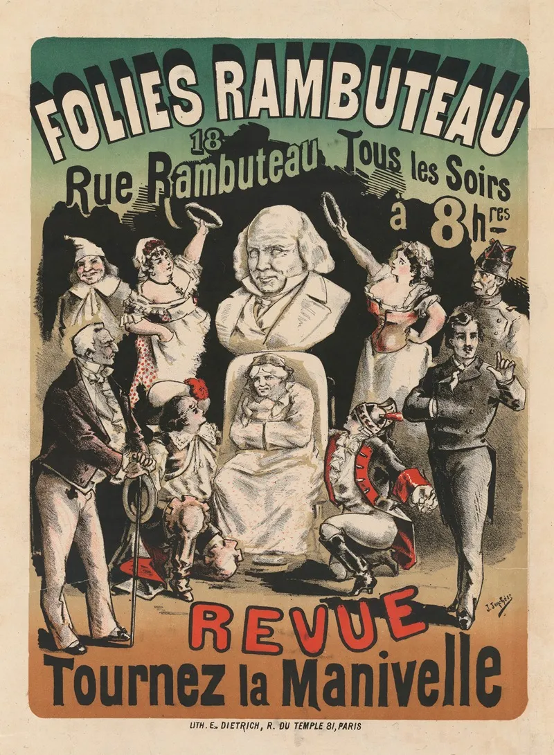 Folies Rambuteau Revue Tournez La Manivelle Wall Art by J. Jonchère - High-Resolution Digital Print