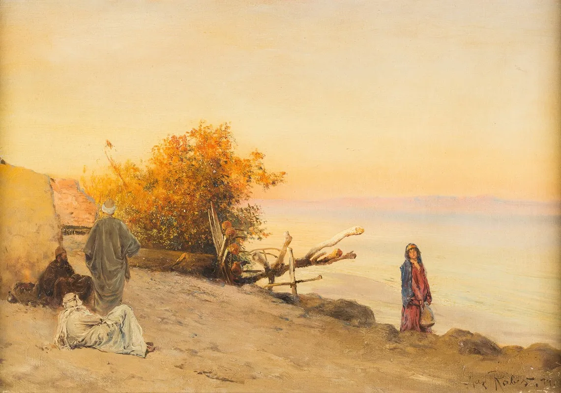 Folk Fetching Water In Upper Egypt Wall Art by Max Friedrich Rabes - High-Resolution Digital Print