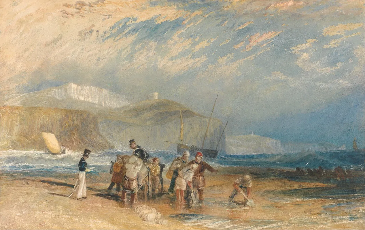 Folkestone Harbour And Coast To Dover Wall Art by Joseph Mallord William Turner - High-Resolution Digital Print