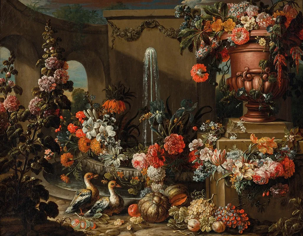 Fontaine Aux Fleurs Wall Art by Gaspar Peeter Verbruggen the Younger - High-Resolution Digital Print