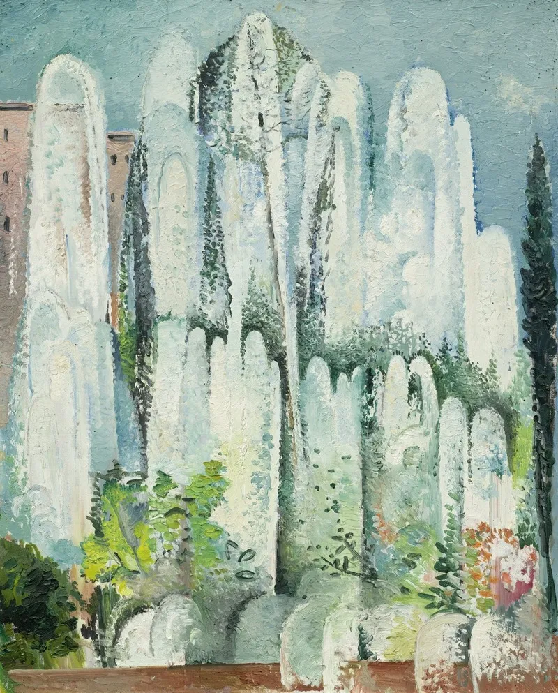 Fontaine Dans Un Jardin De Rome Wall Art by Alice Bailly - High-Resolution Digital Print