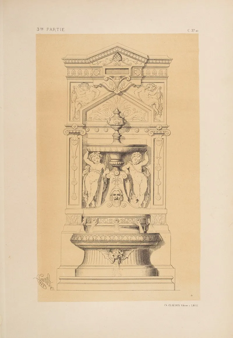 Fontaine Dappliques Genre Neo Grec Wall Art by Michel Liénard - High-Resolution Digital Print