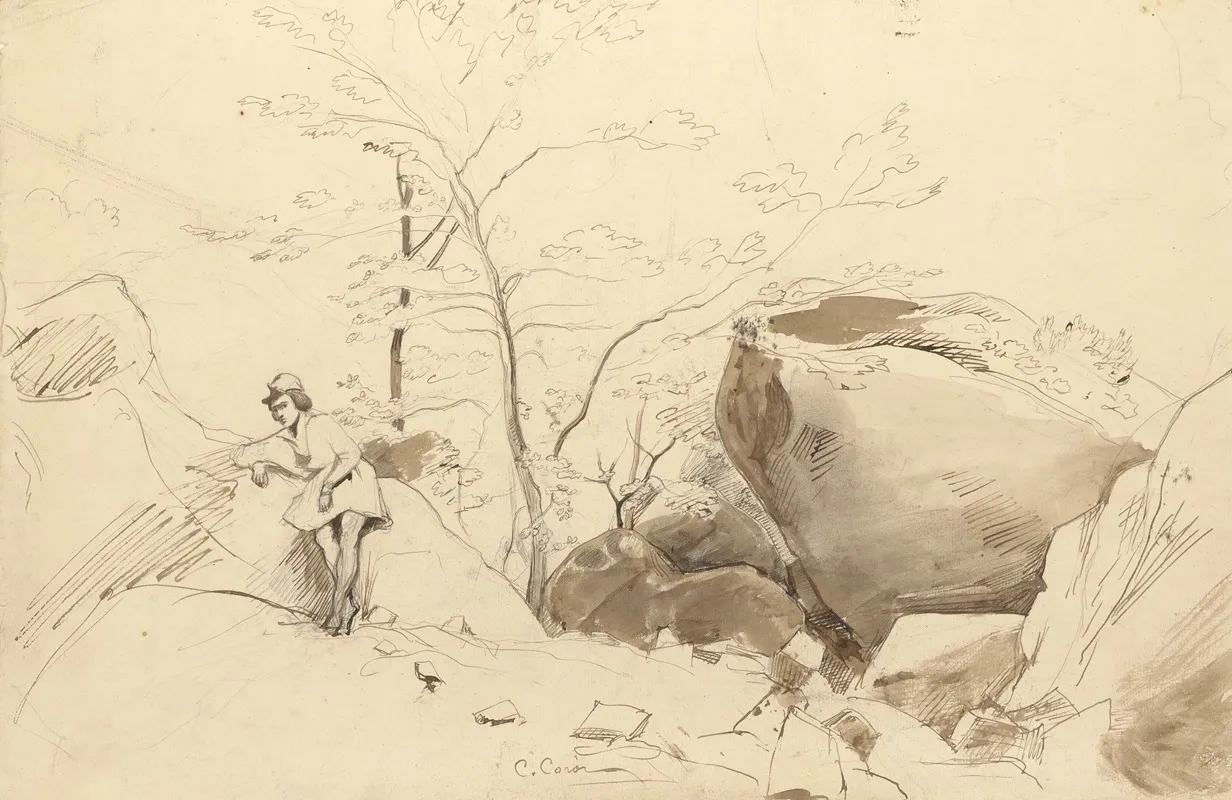 Fontainebleau Figure Leaning Against A Rock