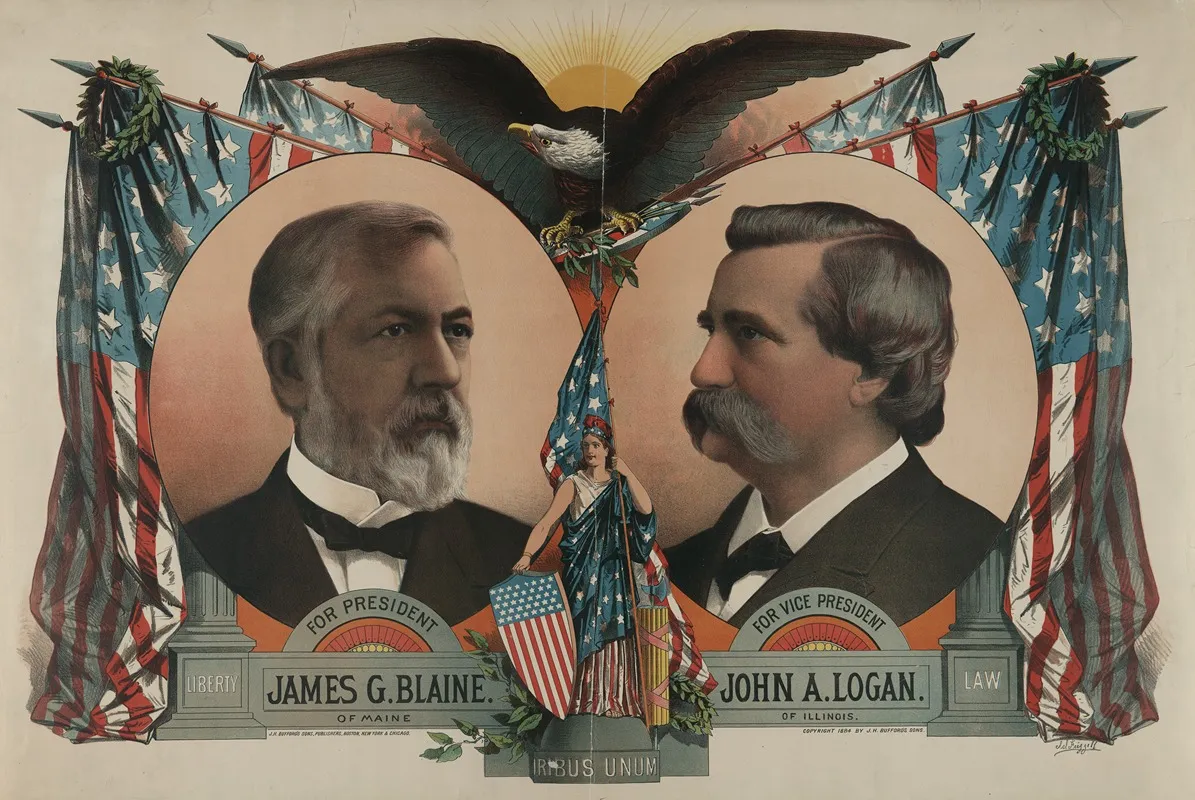 For President James G Blaine For Vice President John A Logan Wall Art by Samuel S. Frizzell - High-Resolution Digital Print