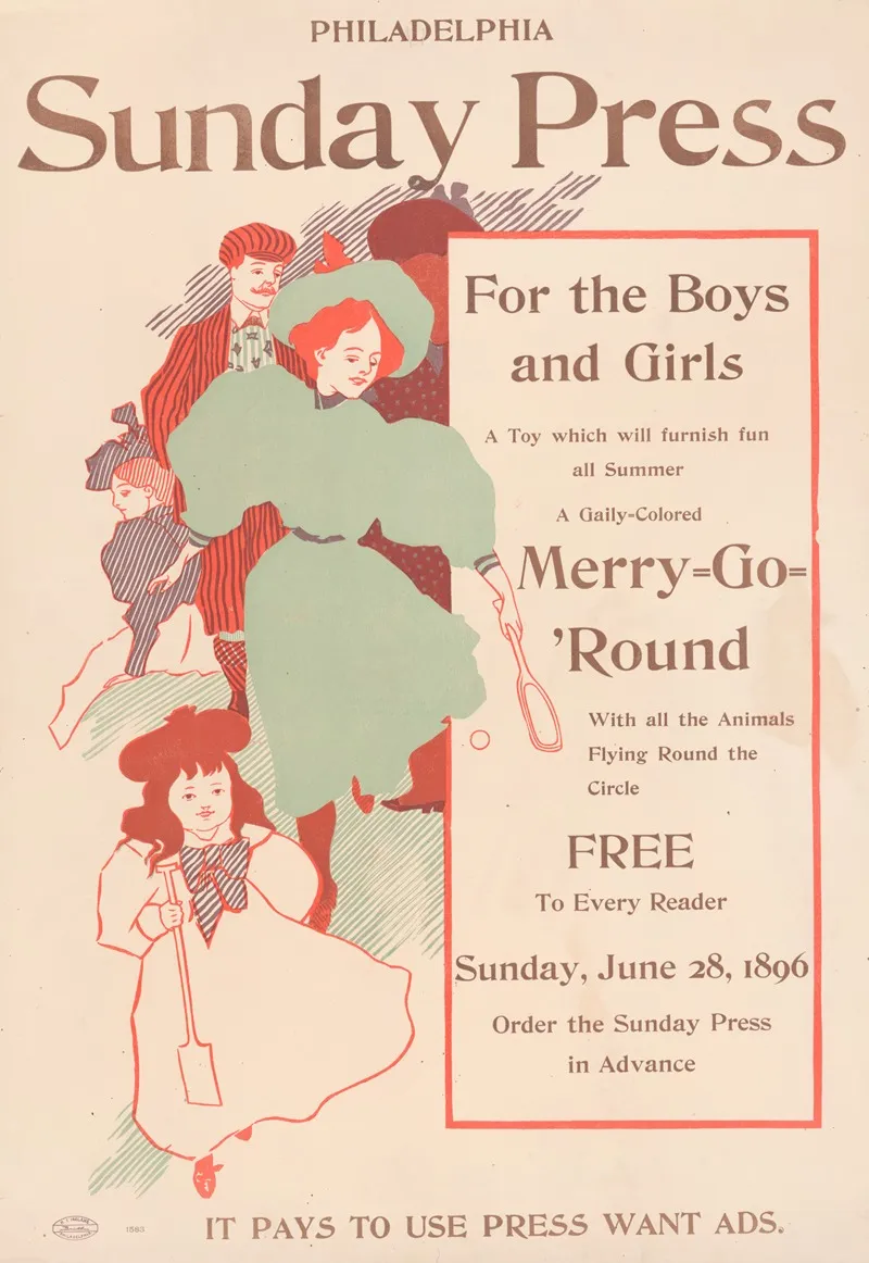 For The Boys And Girls Merry Go Round Wall Art by George Reiter Brill - High-Resolution Digital Print