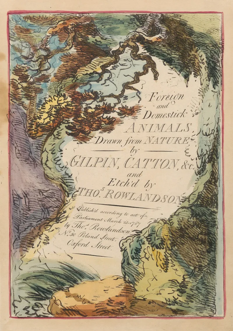 Foreign And Domestick Animals Title Page Wall Art by Thomas Rowlandson - High-Resolution Digital Print