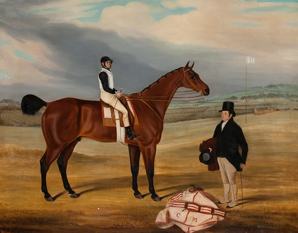 Foreigner With Jockey Up And His Owner Standing To The Right Wall Art by William Nedham - High-Resolution Digital Print