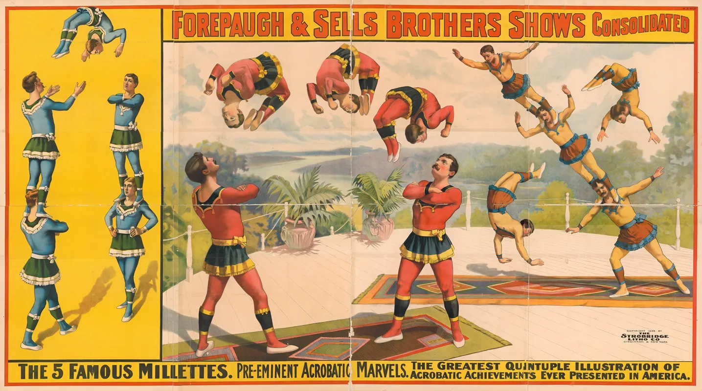 Forepaugh And Sells Brothers Shows Consolidated The 5 Famous Millettes Pre Eminent Acrobatic Marvels