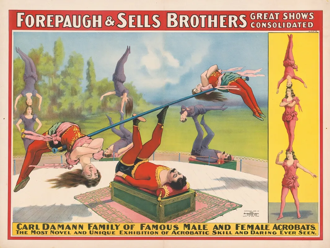 Forepaugh Sells Brothers Great Shows Consolidated Carl Damann Family Of Famous Male And Female Acrobats