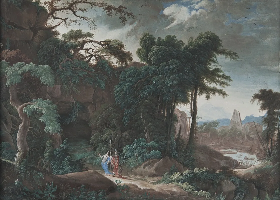 Forest Landscape With Figures 2 Wall Art by Pierre Antoine Patel the younger - High-Resolution Digital Print