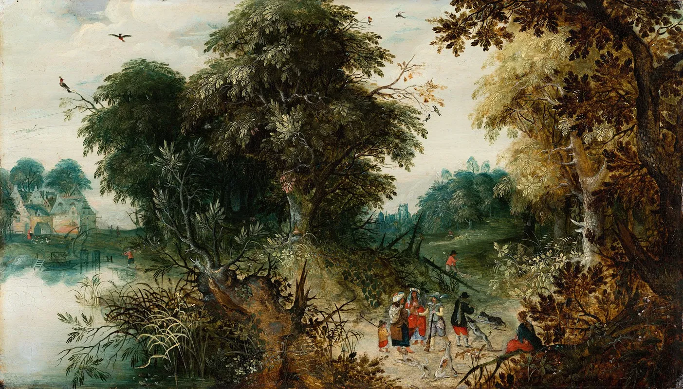 Forest View With Travellers Wall Art by Abraham Govaerts - High-Resolution Digital Print