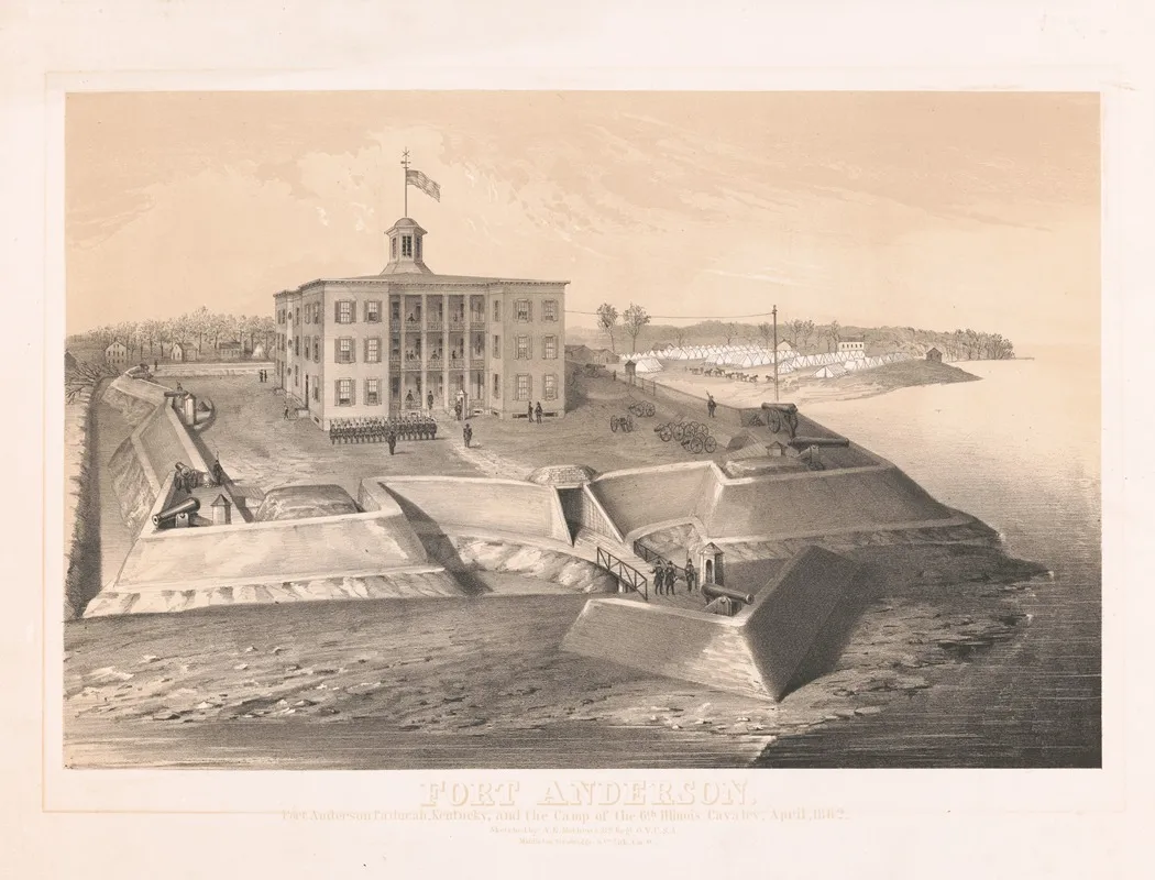 Fort Anderson Paducah Kentucky And The Camp Of The 6th Illinois Cavalry April 1862 Wall Art by Alfred Edward Mathews - High-Resolution Digital Print