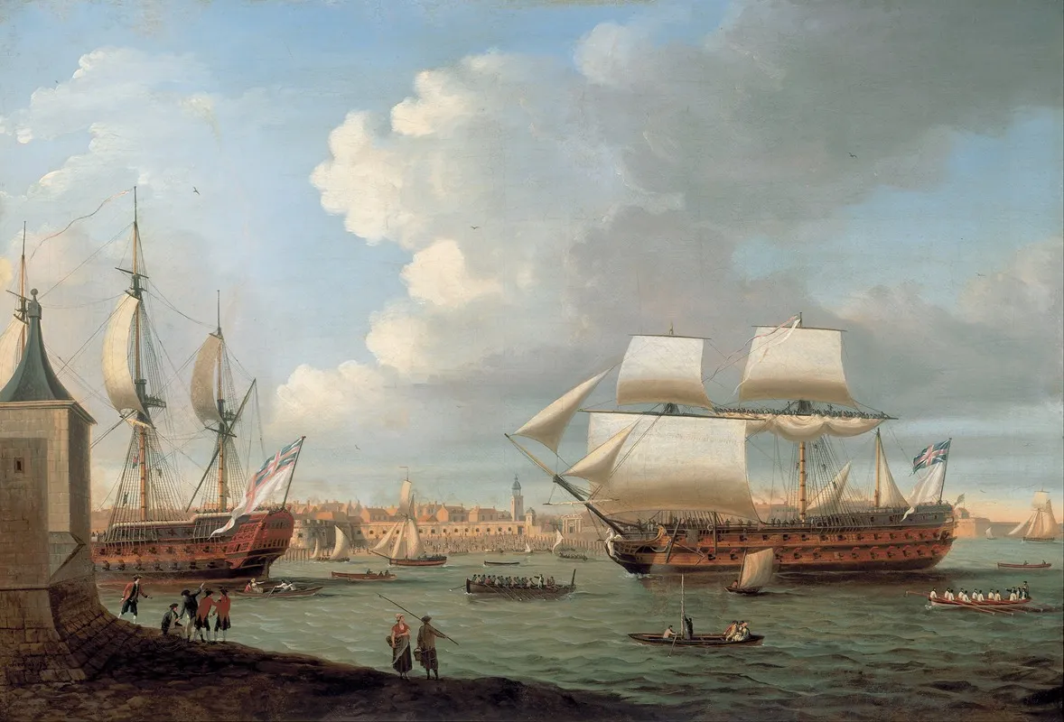 Foudroyant And Pegase Entering Portsmouth Harbour 1782