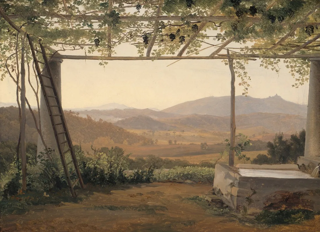 Fountain And Pergola In Italy Wall Art by Fritz Petzholdt - High-Resolution Digital Print