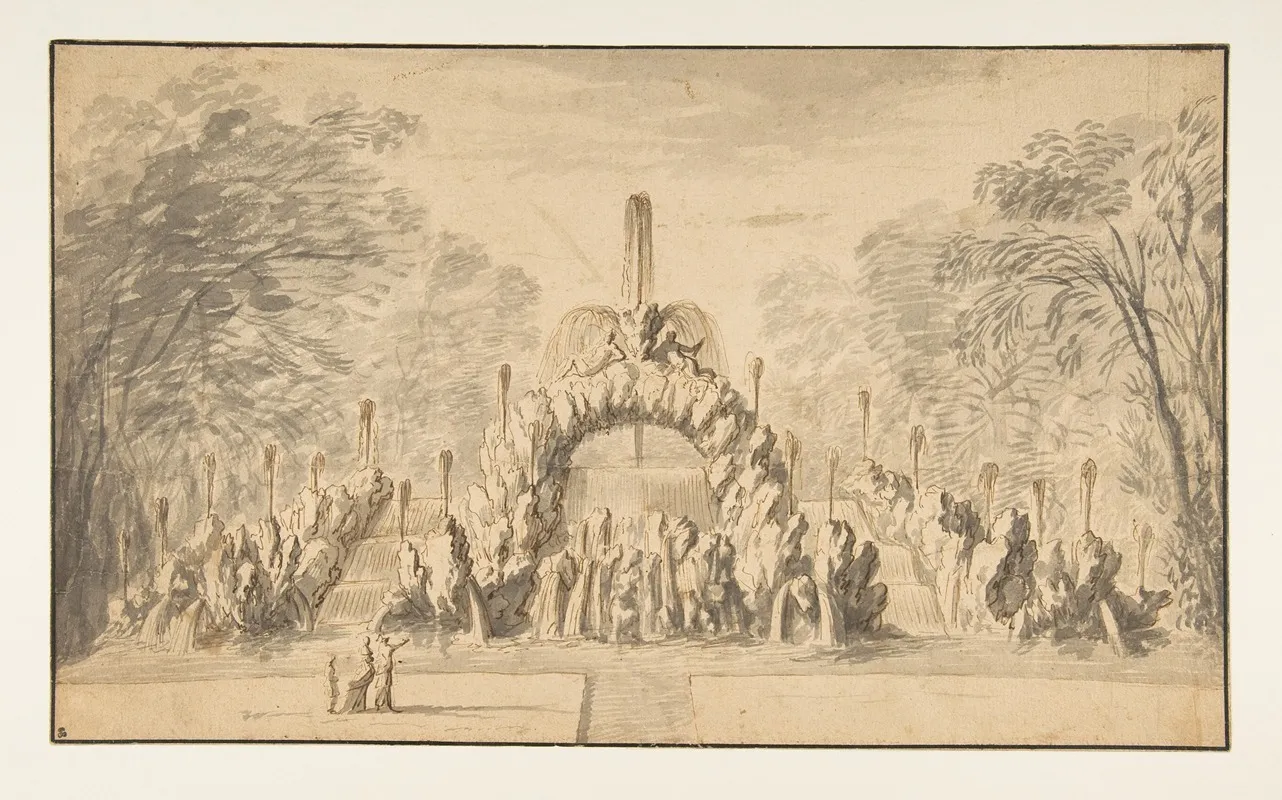 Fountain With A Rock Arch In A Park Wall Art by Israel Silvestre - High-Resolution Digital Print