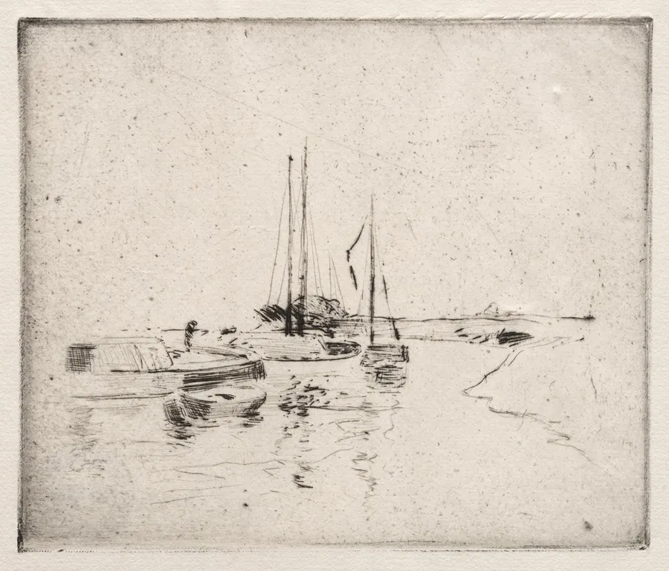 Four Boats On The Canal Near Dordrecht