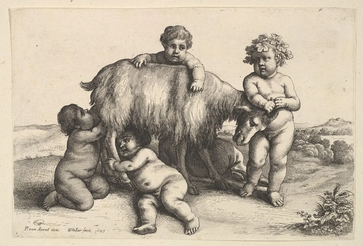 Four Boys A Young Satyr And A Goat 4