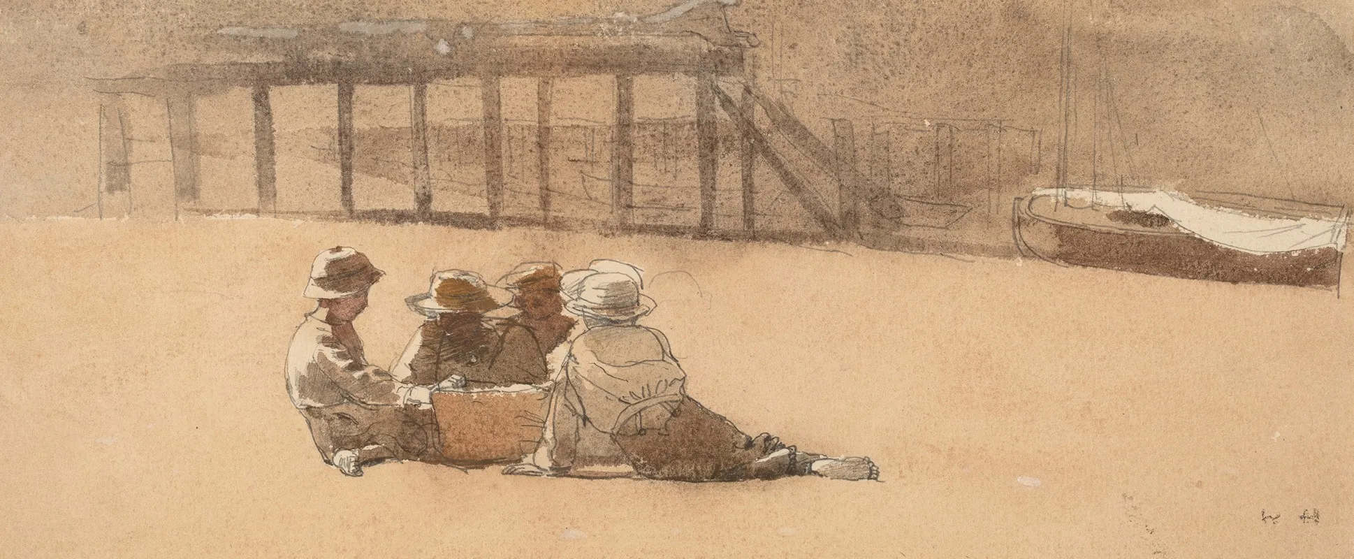 Four Boys On A Beach Wall Art by Winslow Homer - High-Resolution Digital Print