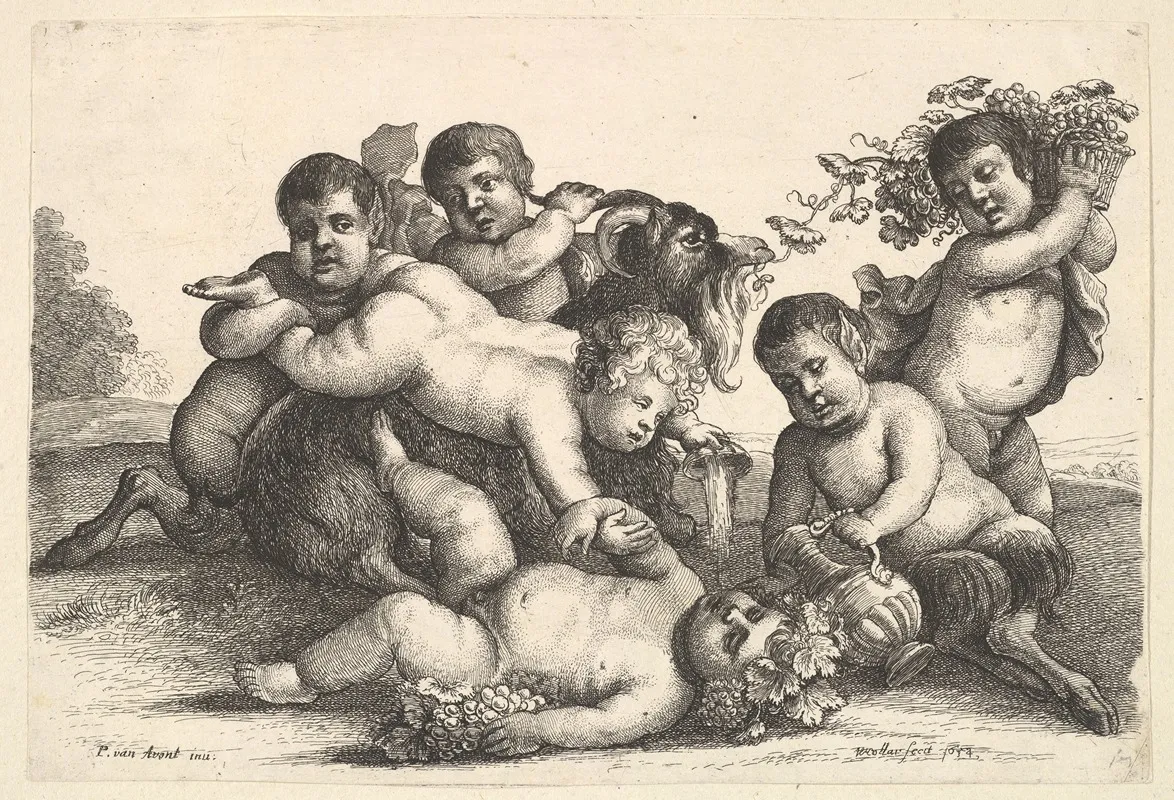 Four Boys Two Satyrs And A Goat