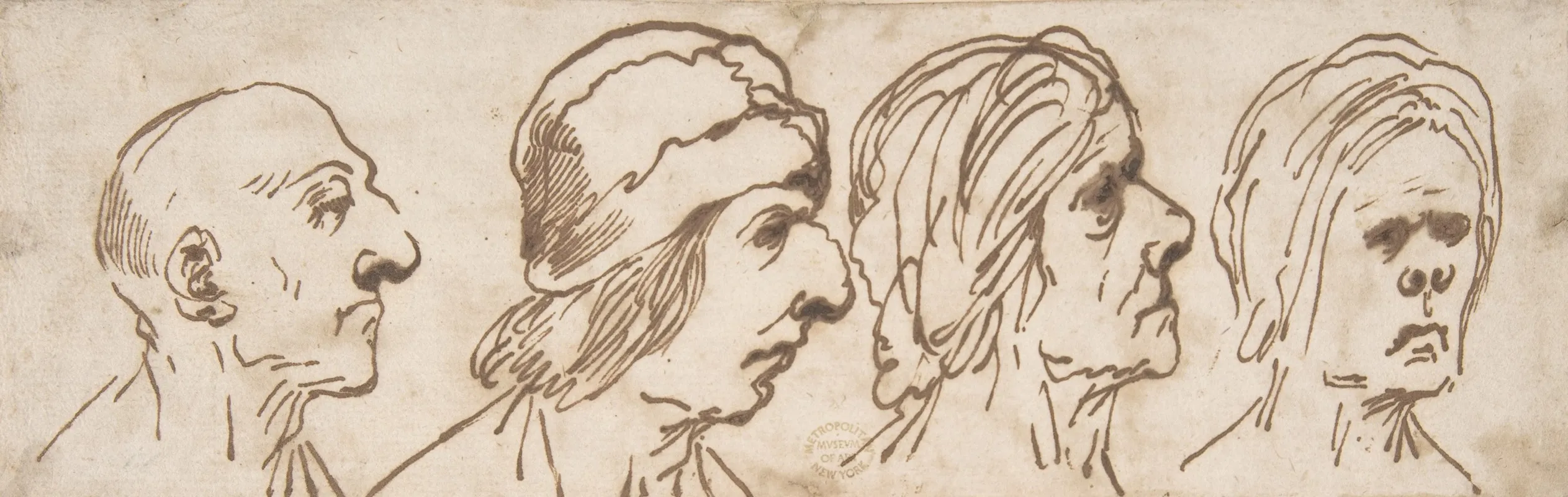 Four Caricatured Heads