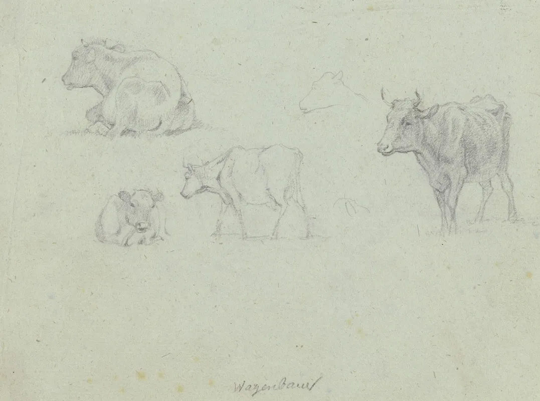 Four Cattle Wall Art by Max Joseph Wagenbauer - High-Resolution Digital Print