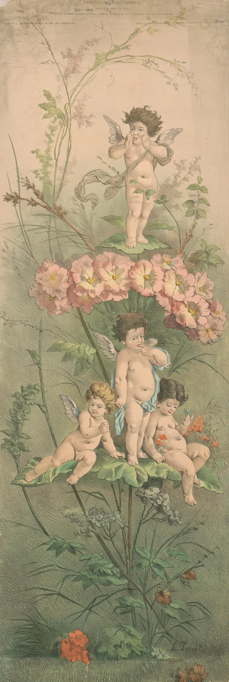 Four Cupids In The Forest Wall Art by L. Tenet - High-Resolution Digital Print